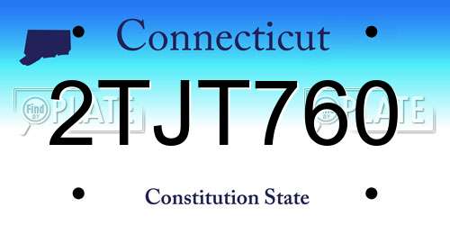 2TJT760 Connecticut License Plate