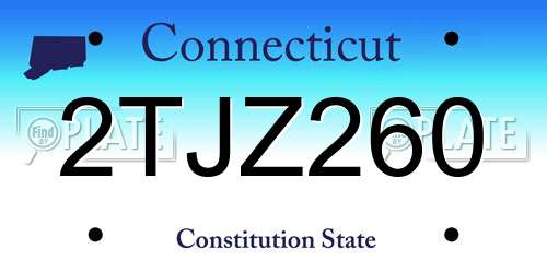2TJZ260 Connecticut License Plate