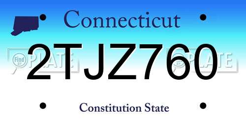 2TJZ760 Connecticut License Plate