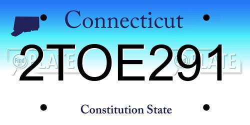 2TOE291 Connecticut License Plate