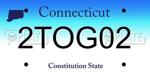 2TOG02 Connecticut License Plate