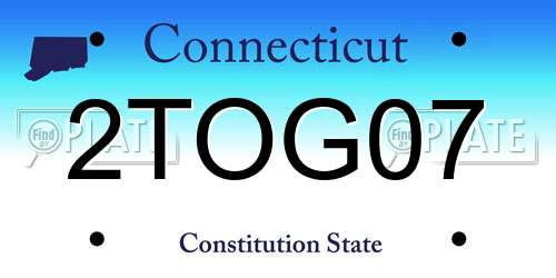 2TOG07 Connecticut License Plate