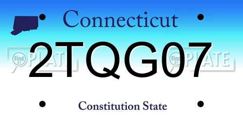 2TQG07 Connecticut License Plate