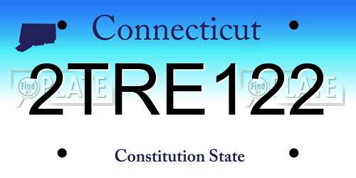 2TRE122 Connecticut License Plate