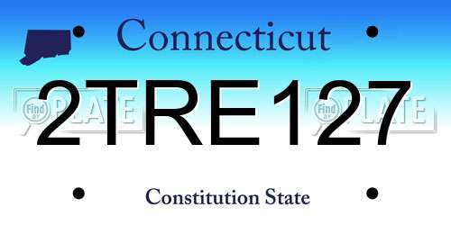 2TRE127 Connecticut License Plate