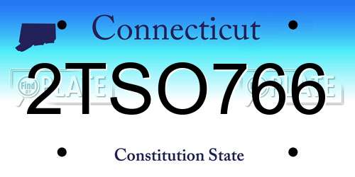 2TSO766 Connecticut License Plate