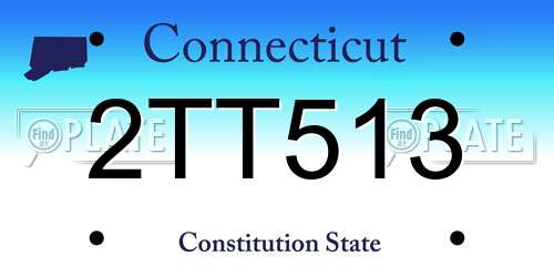 2TT513 Connecticut License Plate