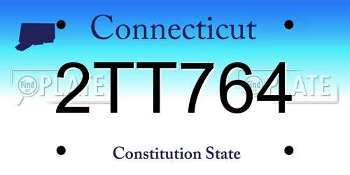 2TT764 Connecticut License Plate