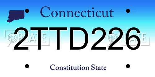 2TTD226 Connecticut License Plate