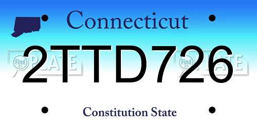 2TTD726 Connecticut License Plate