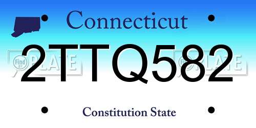 2TTQ582 Connecticut License Plate