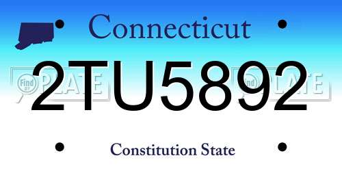 2TU5892 Connecticut License Plate