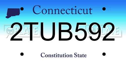 2TUB592 Connecticut License Plate