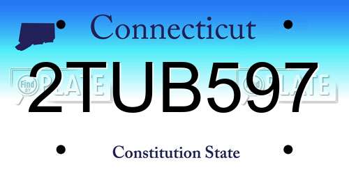 2TUB597 Connecticut License Plate