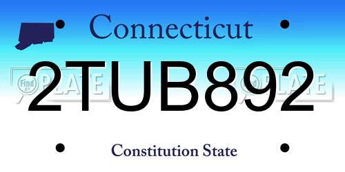 2TUB892 Connecticut License Plate