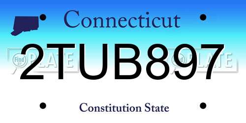 2TUB897 Connecticut License Plate