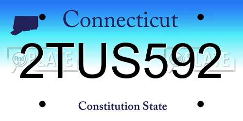 2TUS592 Connecticut License Plate