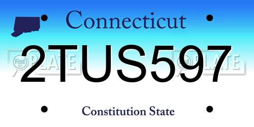 2TUS597 Connecticut License Plate