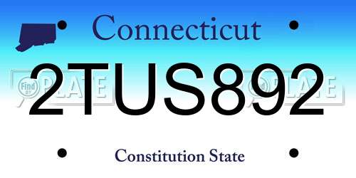 2TUS892 Connecticut License Plate