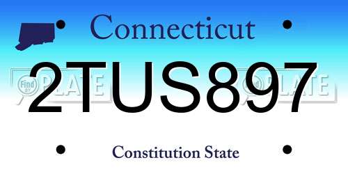 2TUS897 Connecticut License Plate