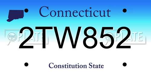 2TW852 Connecticut License Plate
