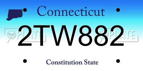 2TW882 Connecticut License Plate