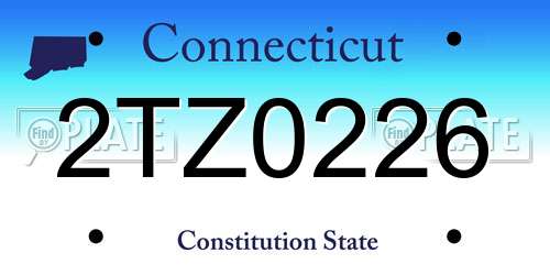 2TZ0226 Connecticut License Plate