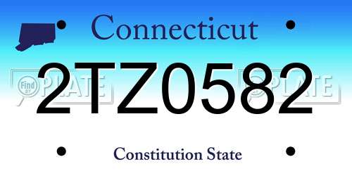 2TZ0582 Connecticut License Plate
