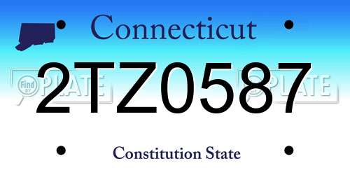 2TZ0587 Connecticut License Plate