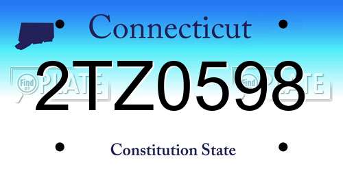 2TZ0598 Connecticut License Plate