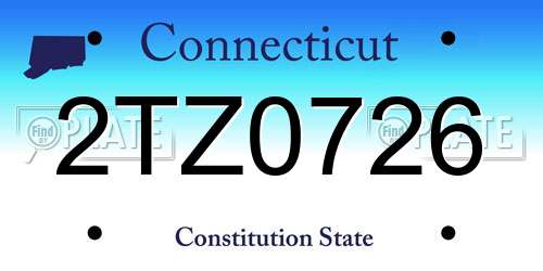 2TZ0726 Connecticut License Plate