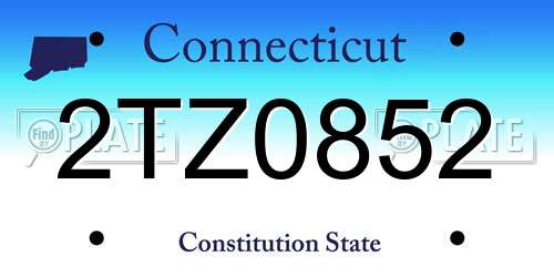 2TZ0852 Connecticut License Plate