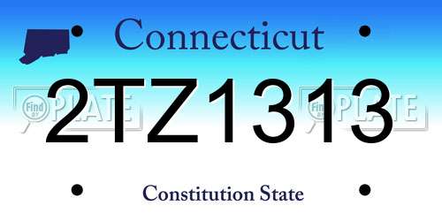 2TZ1313 Connecticut License Plate