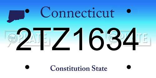 2TZ1634 Connecticut License Plate