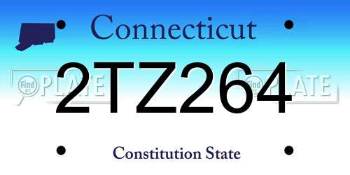 2TZ264 Connecticut License Plate