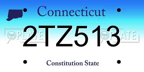 2TZ513 Connecticut License Plate