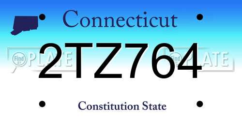 2TZ764 Connecticut License Plate