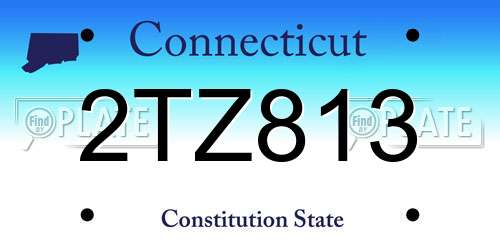 2TZ813 Connecticut License Plate