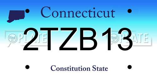 2TZB13 Connecticut License Plate