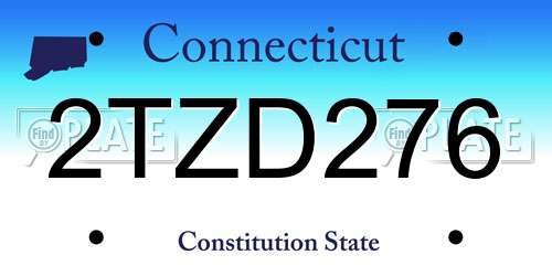 2TZD276 Connecticut License Plate