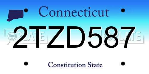 2TZD587 Connecticut License Plate