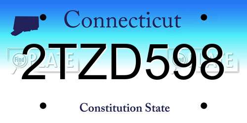2TZD598 Connecticut License Plate