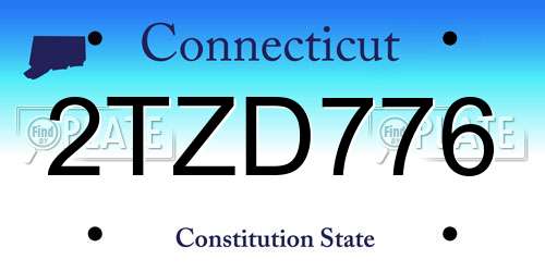 2TZD776 Connecticut License Plate
