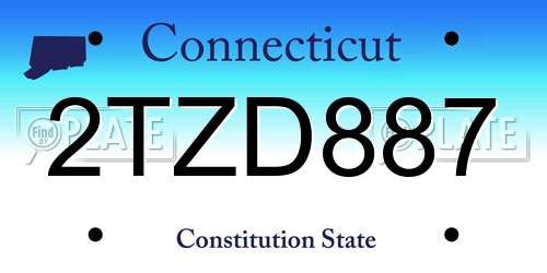 2TZD887 Connecticut License Plate