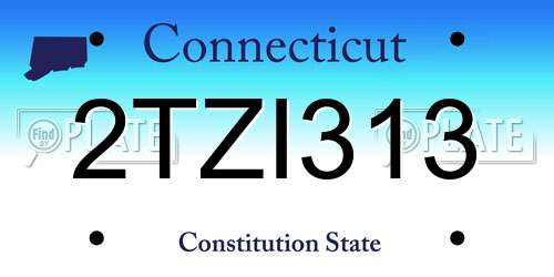 2TZI313 Connecticut License Plate