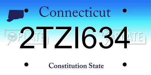 2TZI634 Connecticut License Plate