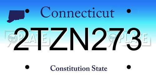 2TZN273 Connecticut License Plate