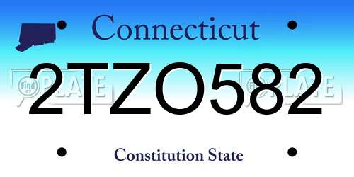 2TZO582 Connecticut License Plate