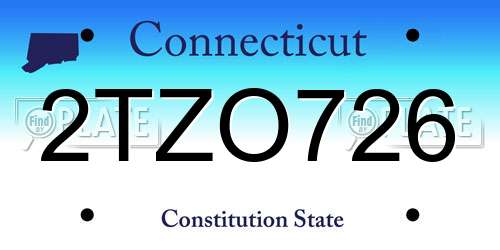 2TZO726 Connecticut License Plate