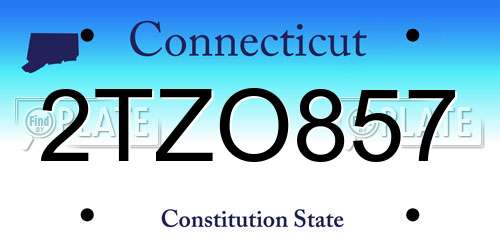 2TZO857 Connecticut License Plate
